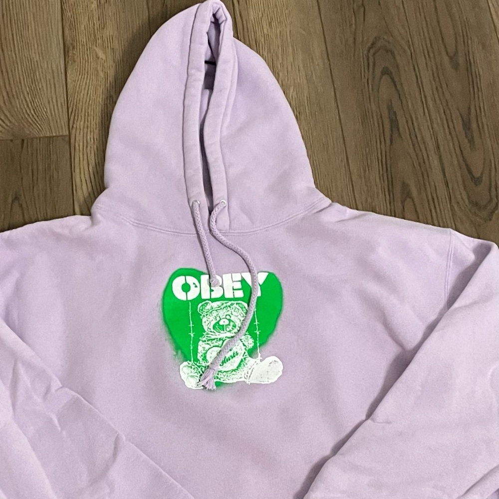 OBEY Hooded‎ Lavender Sweatshirt Mens XL